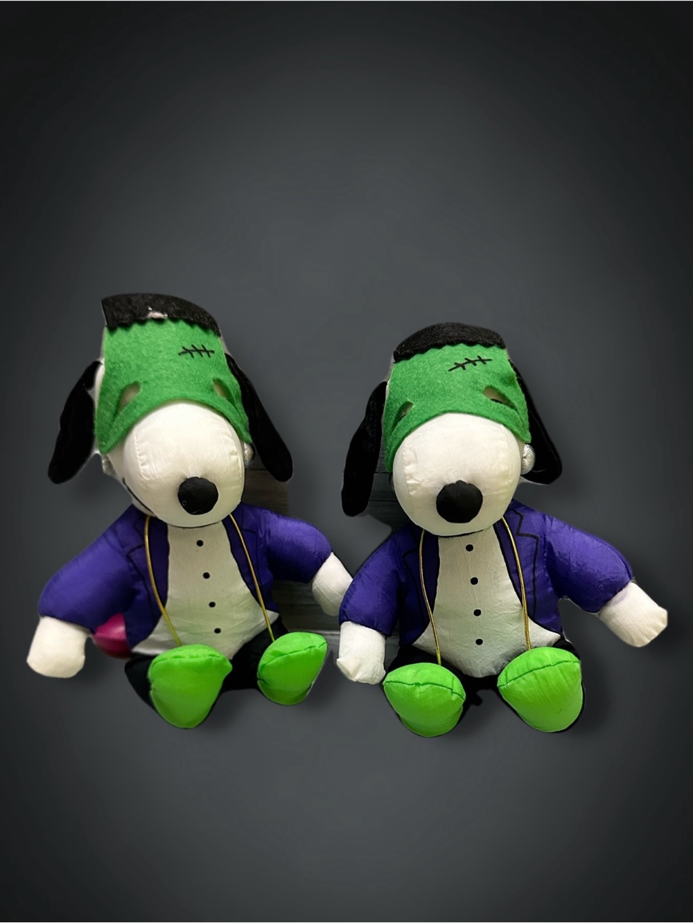 Peanuts Green & Purple Snoopy Frankenstein Plush Dog Toy Set